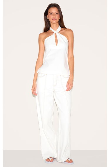 White Key Hole Top
