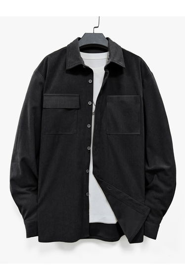 Men Texture Pocket Detail Long Sleeve Jacket