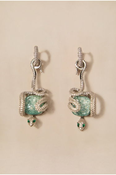 Snake Wrapped Stone Drop Earrings