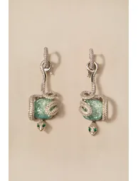 Snake Wrapped Stone Drop Earrings