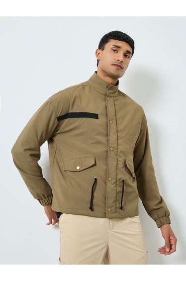 Men Grey Zip-Up Solid Relaxed Jacket