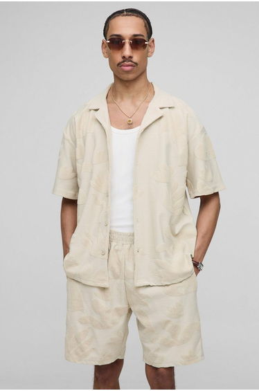 Oversized Revere Towelling Shirt & Loose Short Set