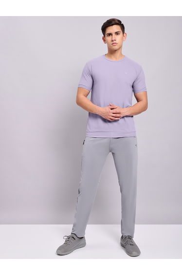 Men Grey Solid 4-Way Stretch Track Pants
