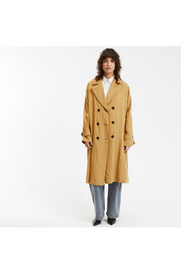 Long Buttoned Trench Coat