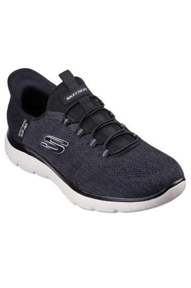 Skechers Mens Summits Key Pace Mesh Slip-In Flat Trainers - Black