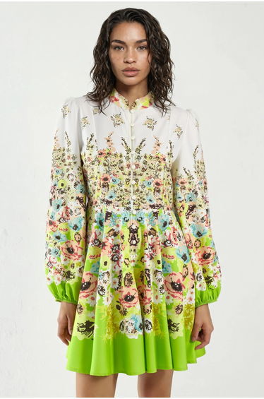 MSN Printed Mini Dress with V-Neck