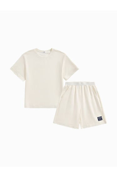 Unisex Two-Piece Set - Solid Color T-Shirt And Shorts