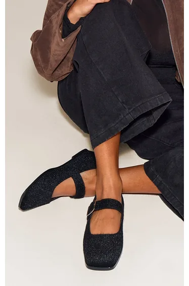 Black Pony Hair Mary Jane Ballet Flats