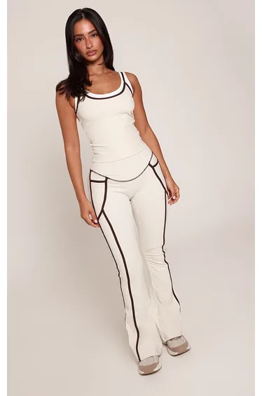 Petite PLT Oatmeal Double Layer Contrast Gym Vest