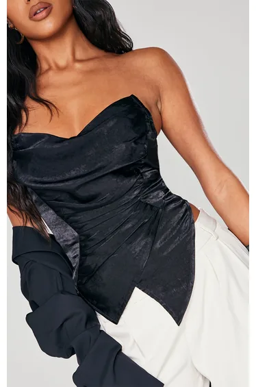 كورسية ساتان بحافة مدببة