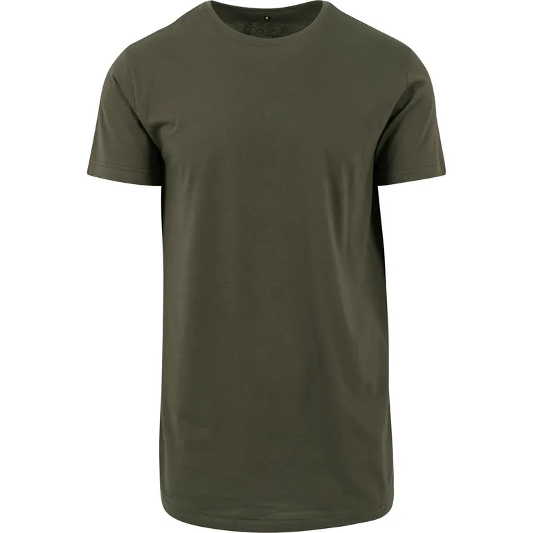 Mens Shaped Long Short Sleeve T-Shirt - Olive
