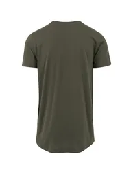 Mens Shaped Long Short Sleeve T-Shirt - Olive - 1