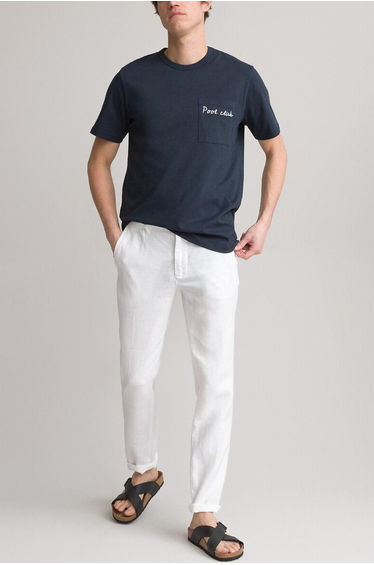 Linen Straight Trousers, Length 32''