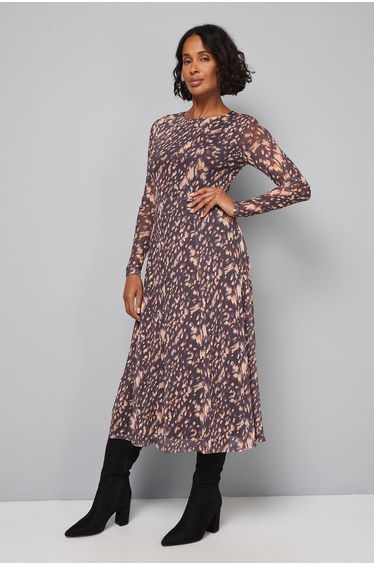 Animal Mesh Midaxi Dress