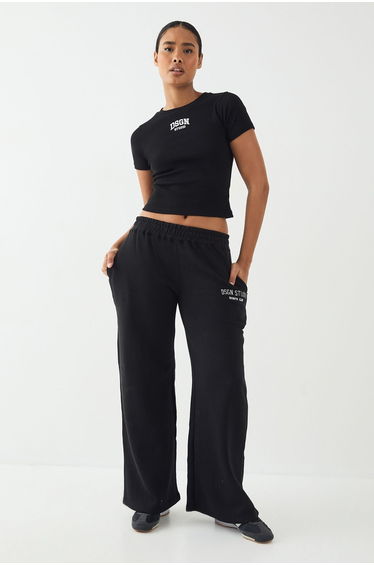 DSGN Studio Collegiate Applique Straight Leg Jogger - black