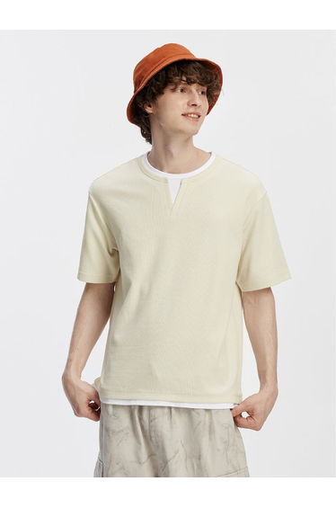Men's Layered V-Cut Collar Oversized T-Shirt