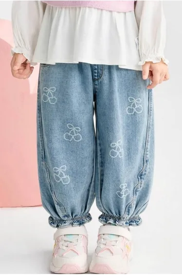 Girls' Denim Pants with Embroidery