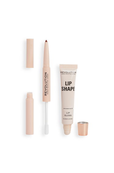 Revolution Lip Shape Kit Brown Nude