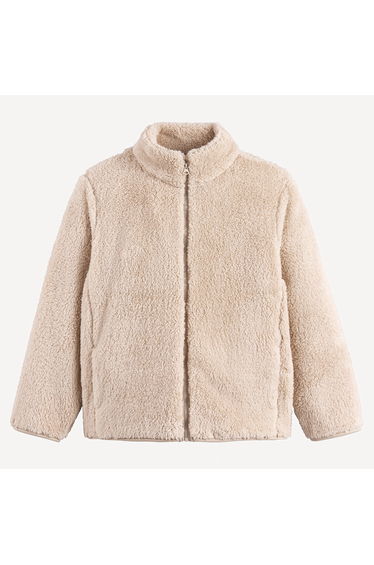Fleece Cardigan with High Neck