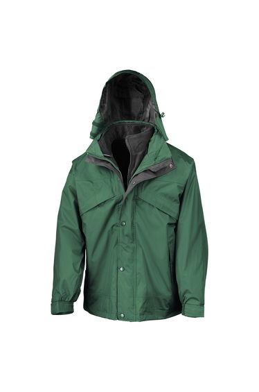 Result Mens Fleece Lined 3 in 1 Waterproof Jacket - Bottle Green/Black