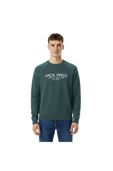 Jack Wills Mens Belvue Embroidered Logo Sweatshirt - Pine