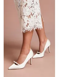 Bridal Charlotte Satin Bow Detail High Heel Stiletto Court Shoes