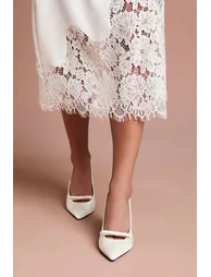 Bridal Charlotte Satin Bow Detail High Heel Stiletto Court Shoes - 2