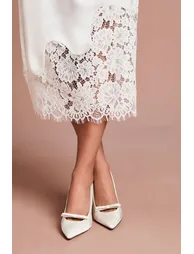 Bridal Charlotte Satin Bow Detail High Heel Stiletto Court Shoes - 1