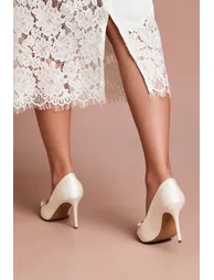 Bridal Charlotte Satin Bow Detail High Heel Stiletto Court Shoes - 3