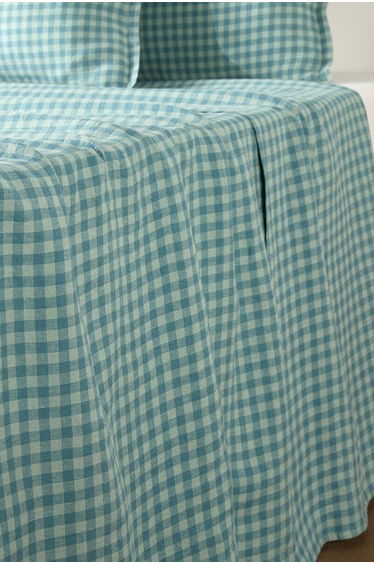 AcÃ©lie Blue Flat Sheet in Washed Linen