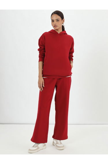 Red Fleece Relaxed Fit Hoodie