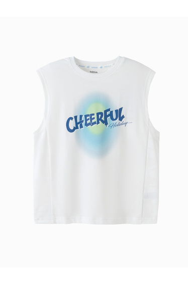 Boys' Sleeveless T-Shirt - Front Print With Crew Neck