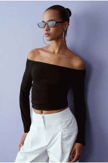 Dilvin Off-Shoulder Slim Fit Knit Blouse