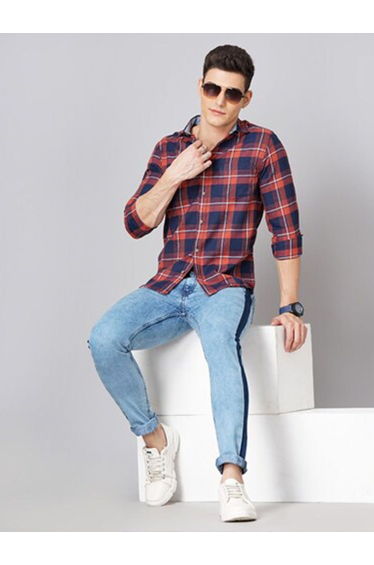 Men Checked Flannel Casual Shirt