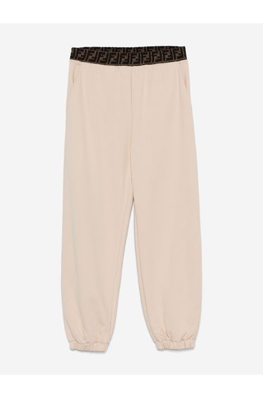 Fendi Kid FF Logo Joggers in Beige