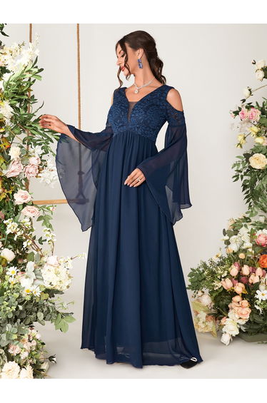 Leely Elegant V Neck Flare Sleeve A-line Party Dress product thumbnail 2