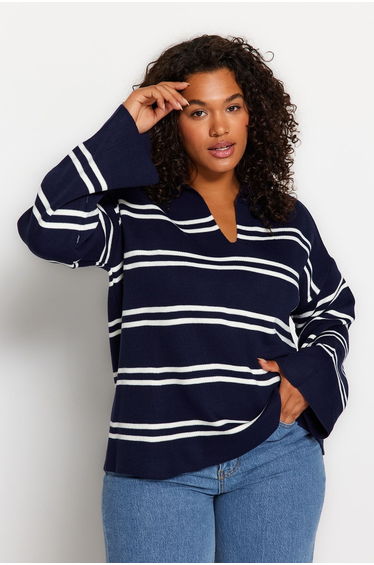 Plus Size Sweater - Navy blue - Relaxed fit