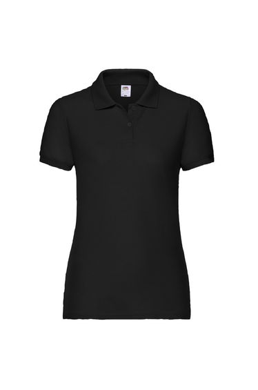 Fruit Of The Loom Womens Lady-Fit 65/35 Short Sleeve Polo Shirt - Black