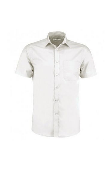 Kustom Kit Mens Short Sleeve Tailored Poplin Shirt - White