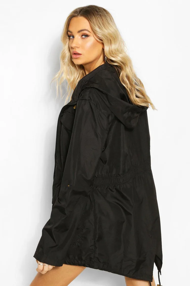 Elasticated Waist Mac - black - 1