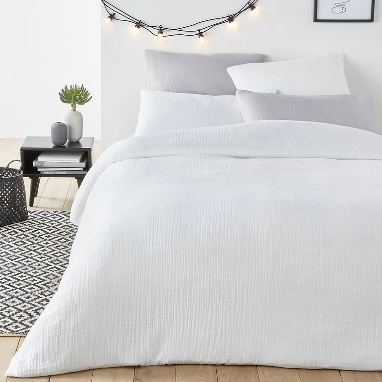 Kumla Plain 100% Cotton Muslin H30cm Fitted Sheet - 1