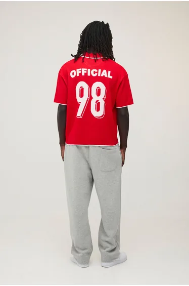 Oversized Moto Graphic Knitted Polo - red