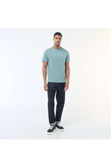 Round-neck cotton T-shirt BLUE