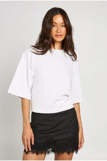 Tall Lace Trim Crepe Skort - black