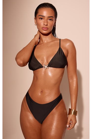 Black Starfish Trim Triangle Bikini Top