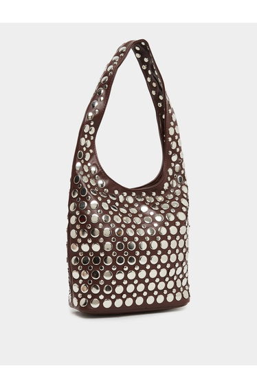 Brown Studded Hobo Bag