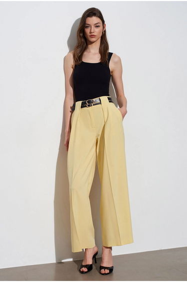 Dilvin High-Waist Wide-Leg Pleated Trousers