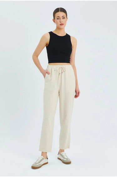 Mixray High Waist Pants with Drawstring