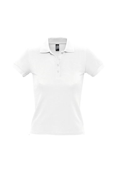 SOLS Womens/Ladies People Pique Short Sleeve Cotton Polo Shirt - White