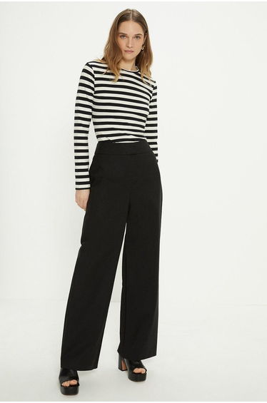 Cotton Sateen High Waist Wide Leg Trouser